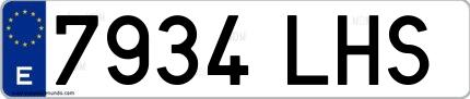 Ejemplo de matrícula española 7934 LHS