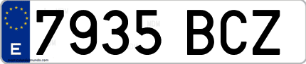 Ejemplo de matrícula de coche ordinaria 7935 BCZ