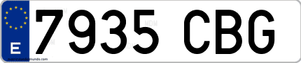 Ejemplo de matrícula de coche ordinaria 7935 CBG