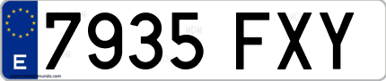 Ejemplo de matrícula de coche ordinaria 7935 FXY