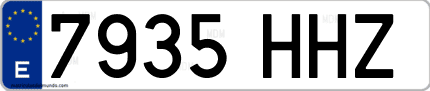 Ejemplo de matrícula de coche ordinaria 7935 HHZ