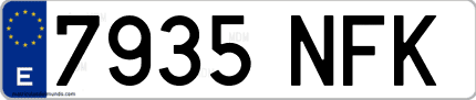Ejemplo de matrícula de coche ordinaria 7935 NFK