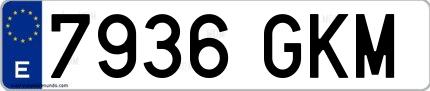 Ejemplo de matrícula española 7936 GKM