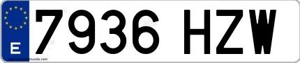 Ejemplo de matrícula española 7936 HZW