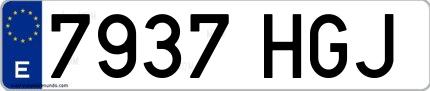 Ejemplo de matrícula española 7937 HGJ