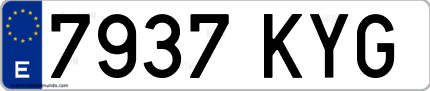 Ejemplo de matrícula de coche ordinaria 7937 KYG