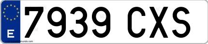 Ejemplo de matrícula española 7939 CXS