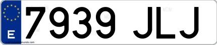 Ejemplo de matrícula española 7939 JLJ