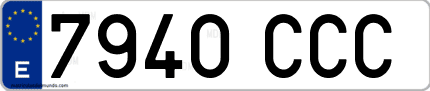Ejemplo de matrícula de coche ordinaria 7940 CCC