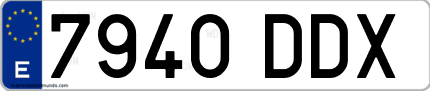 Ejemplo de matrícula de coche ordinaria 7940 DDX