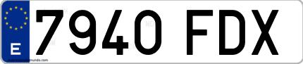 Ejemplo de matrícula de coche ordinaria 7940 FDX