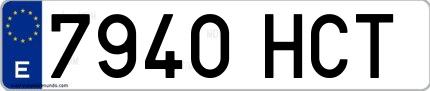 Ejemplo de matrícula española 7940 HCT
