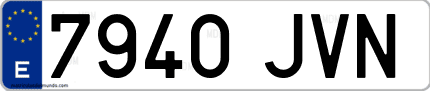 Ejemplo de matrícula de coche ordinaria 7940 JVN