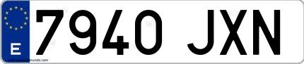 Ejemplo de matrícula española 7940 JXN
