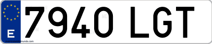 Ejemplo de matrícula de coche ordinaria 7940 LGT