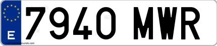 Ejemplo de matrícula española 7940 MWR