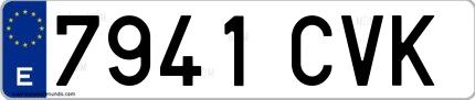 Ejemplo de matrícula española 7941 CVK