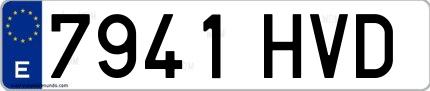 Ejemplo de matrícula española 7941 HVD