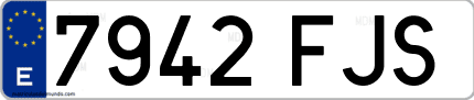 Ejemplo de matrícula de coche ordinaria 7942 FJS