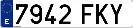 Ejemplo de matrícula española 7942 FKY