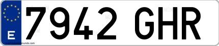 Ejemplo de matrícula española 7942 GHR