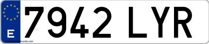 Ejemplo de matrícula española 7942 LYR