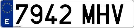 Ejemplo de matrícula española 7942 MHV