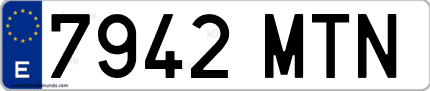 Ejemplo de matrícula de coche ordinaria 7942 MTN