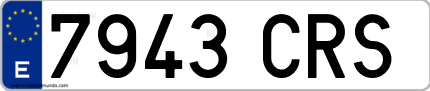 Ejemplo de matrícula de coche ordinaria 7943 CRS