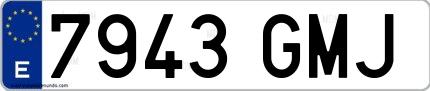 Ejemplo de matrícula española 7943 GMJ