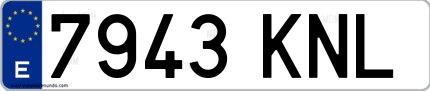 Ejemplo de matrícula española 7943 KNL