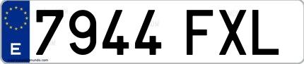Ejemplo de matrícula española 7944 FXL