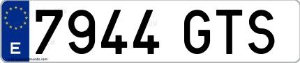 Ejemplo de matrícula española 7944 GTS