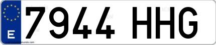 Ejemplo de matrícula española 7944 HHG