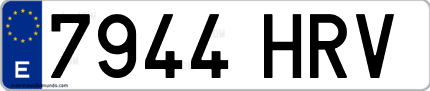 Ejemplo de matrícula de coche ordinaria 7944 HRV