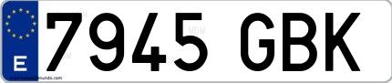 Ejemplo de matrícula española 7945 GBK