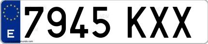 Ejemplo de matrícula española 7945 KXX