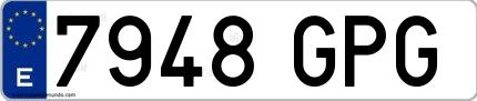 Ejemplo de matrícula española 7948 GPG