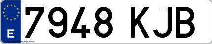 Ejemplo de matrícula española 7948 KJB