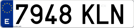 Ejemplo de matrícula de coche ordinaria 7948 KLN