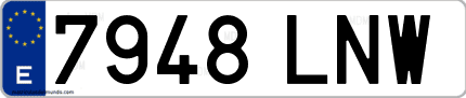 Ejemplo de matrícula de coche ordinaria 7948 LNW