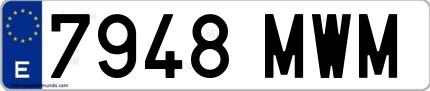 Ejemplo de matrícula española 7948 MWM