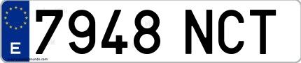 Ejemplo de matrícula española 7948 NCT