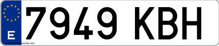 Ejemplo de matrícula de coche ordinaria 7949 KBH