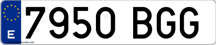 Ejemplo de matrícula de coche ordinaria 7950 BGG