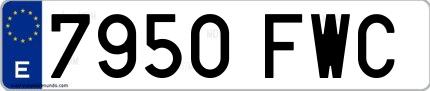 Ejemplo de matrícula española 7950 FWC