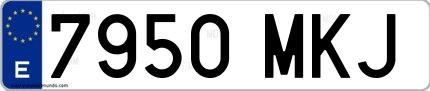 Ejemplo de matrícula española 7950 MKJ