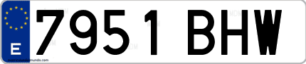 Ejemplo de matrícula de coche ordinaria 7951 BHW