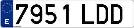 Ejemplo de matrícula de coche ordinaria 7951 LDD