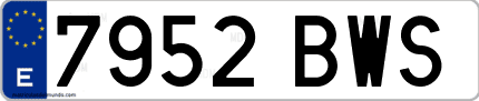 Ejemplo de matrícula de coche ordinaria 7952 BWS